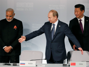 Modi and Putin at the India-Russia summit